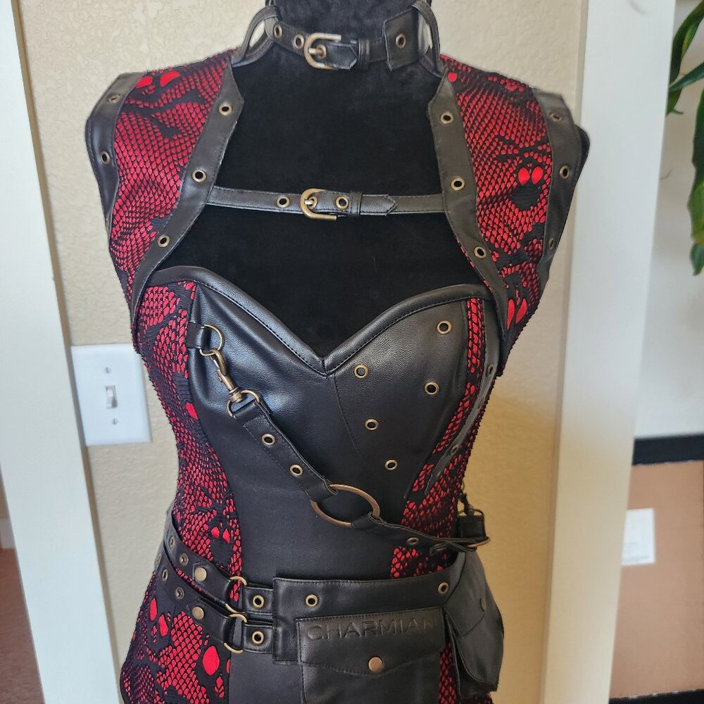 Charmian Steampunk Gothic Skull Corset and Vest